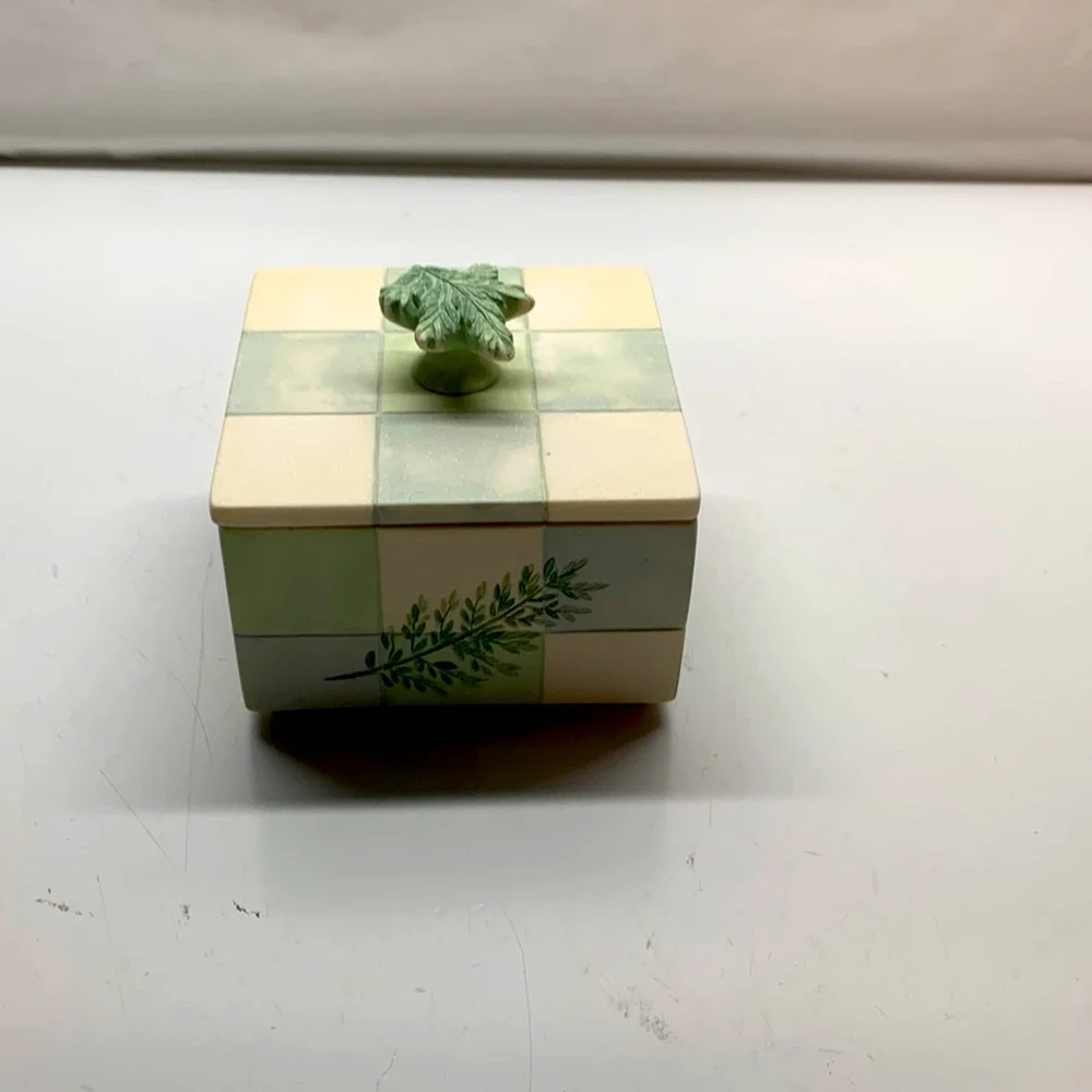 Croscill Rainier Everest trinket lidded box cotton balls Q-tips bathroom vanity